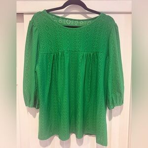 Green Eyelet Blouse Plus Size - 2x